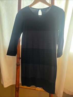 French Connection Black and blue Wide-Striped Shift Dress